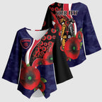 Melbourne Demons ANZAC Personalised Kimono Sleeve Blouse Lest We Forget Poppy Camo