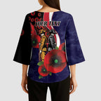 Melbourne Demons ANZAC Personalised Kimono Sleeve Blouse Lest We Forget Poppy Camo