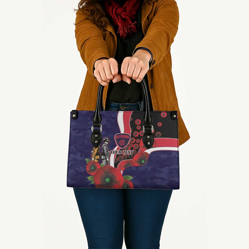 Melbourne Demons ANZAC Personalised Leather Bag Lest We Forget Poppy Camo