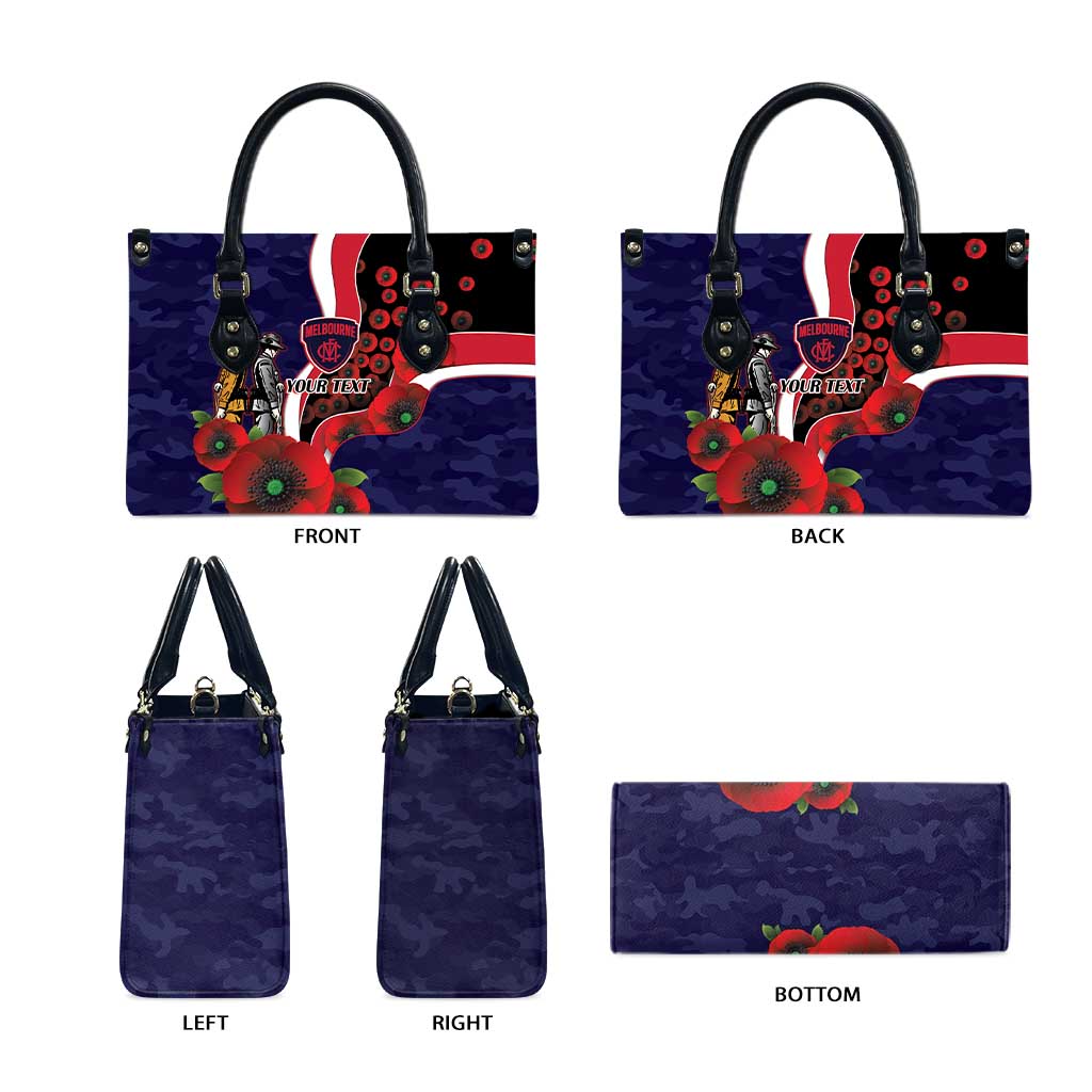 Melbourne Demons ANZAC Personalised Leather Bag Lest We Forget Poppy Camo