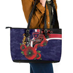 Melbourne Demons ANZAC Personalised Leather Tote Bag Lest We Forget Poppy Camo