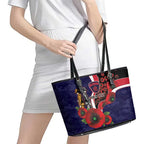 Melbourne Demons ANZAC Personalised Leather Tote Bag Lest We Forget Poppy Camo