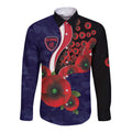 Melbourne Demons ANZAC Personalised Long Sleeve Button Shirt Lest We Forget Poppy Camo