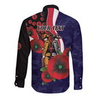 Melbourne Demons ANZAC Personalised Long Sleeve Button Shirt Lest We Forget Poppy Camo