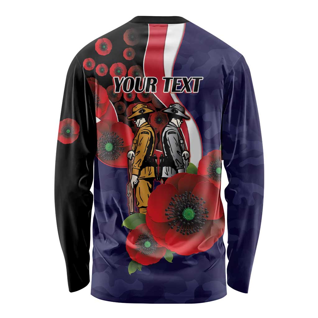 Melbourne Demons ANZAC Personalised Long Sleeve Shirt Lest We Forget Poppy Camo