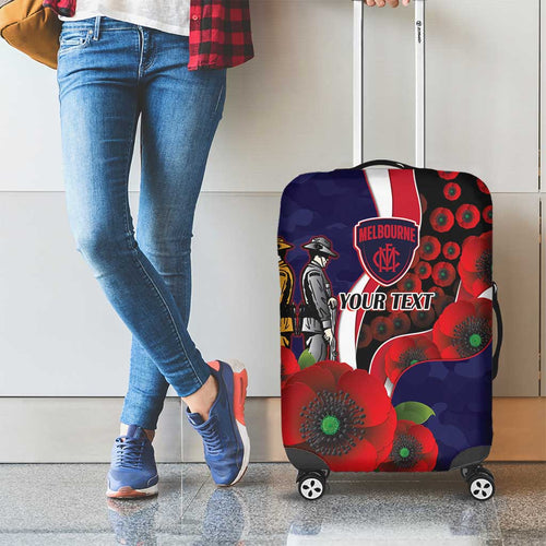 Melbourne Demons ANZAC Personalised Luggage Cover Lest We Forget Poppy Camo