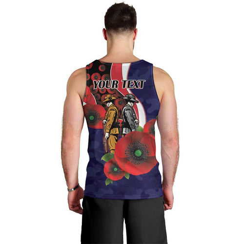 Melbourne Demons ANZAC Personalised Men Tank Top Lest We Forget Poppy Camo