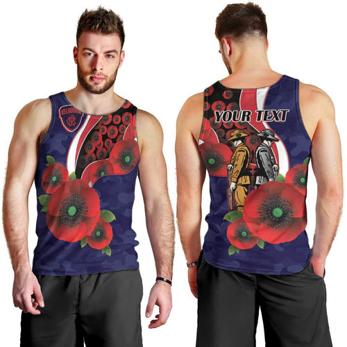 Melbourne Demons ANZAC Personalised Men Tank Top Lest We Forget Poppy Camo