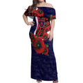 Melbourne Demons ANZAC Personalised Off Shoulder Maxi Dress Lest We Forget Poppy Camo