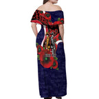 Melbourne Demons ANZAC Personalised Off Shoulder Maxi Dress Lest We Forget Poppy Camo