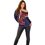Melbourne Demons ANZAC Personalised Off Shoulder Sweater Lest We Forget Poppy Camo