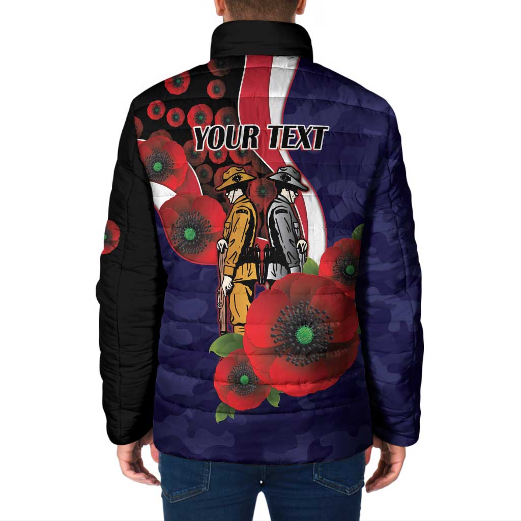 Melbourne Demons ANZAC Personalised Padded Jacket Lest We Forget Poppy Camo