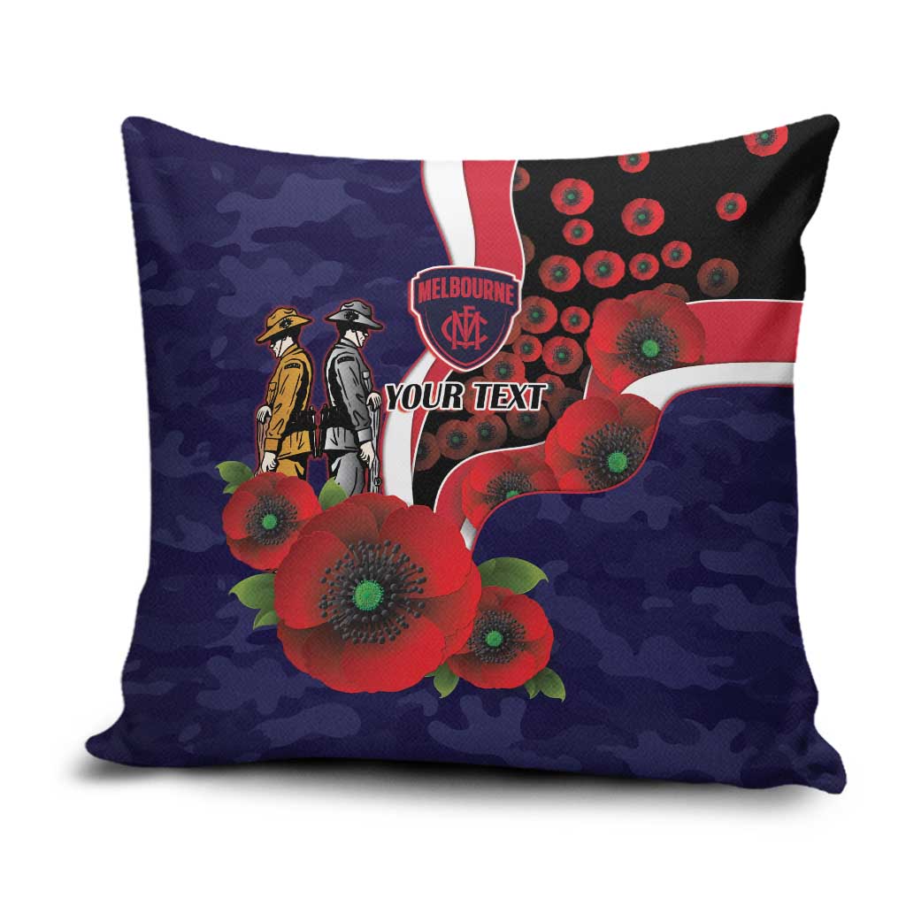 Melbourne Demons ANZAC Personalised Pillow Cover Lest We Forget Poppy Camo