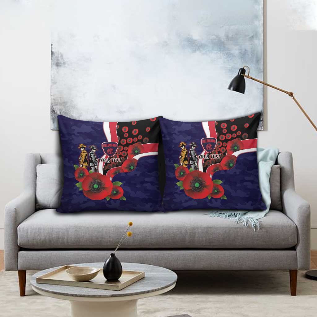 Melbourne Demons ANZAC Personalised Pillow Cover Lest We Forget Poppy Camo