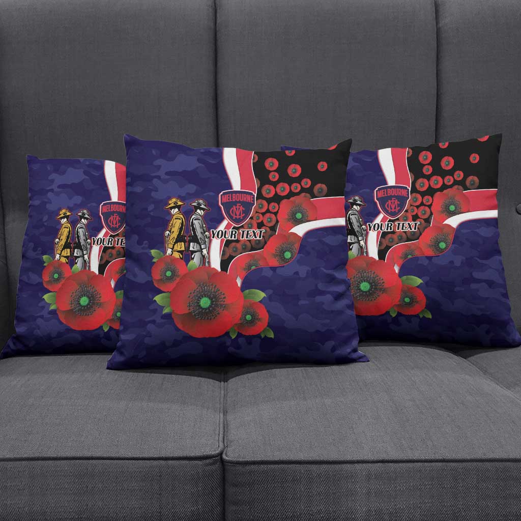 Melbourne Demons ANZAC Personalised Pillow Cover Lest We Forget Poppy Camo