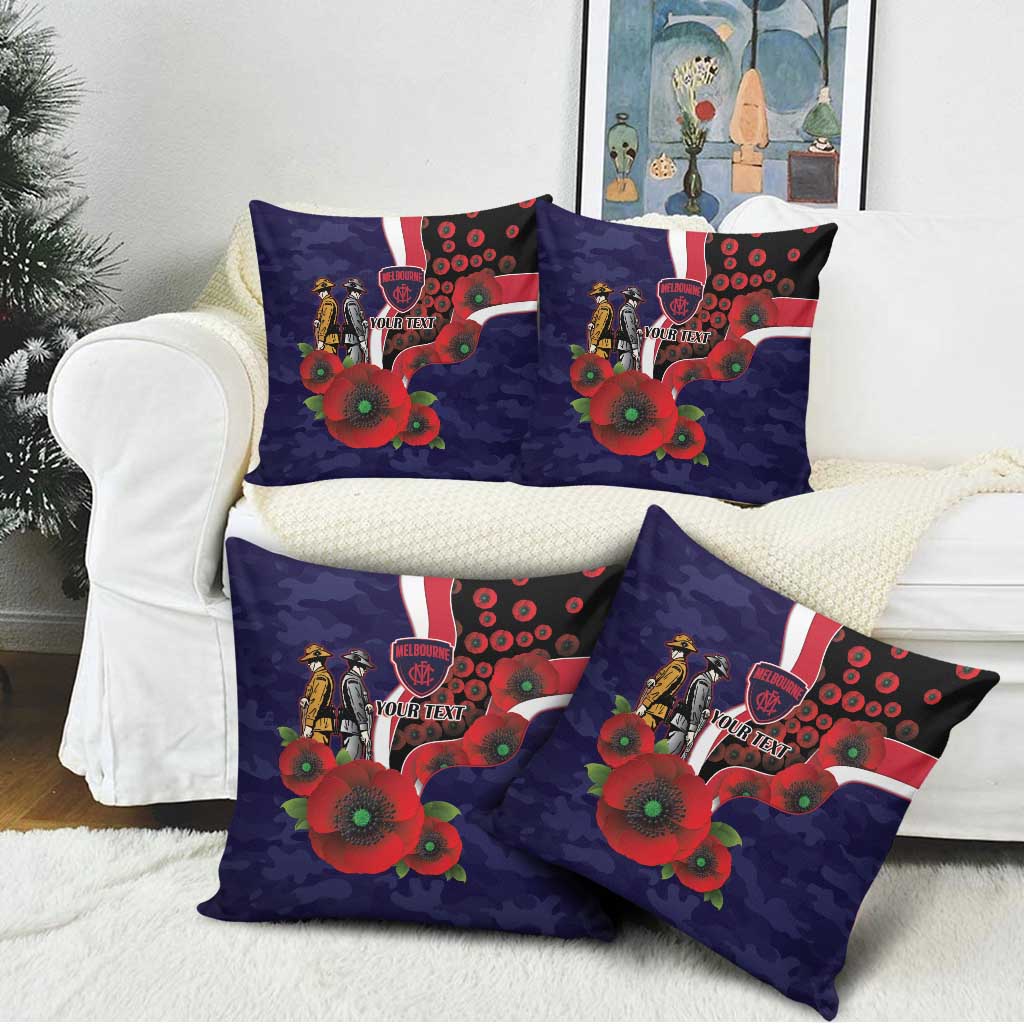 Melbourne Demons ANZAC Personalised Pillow Cover Lest We Forget Poppy Camo