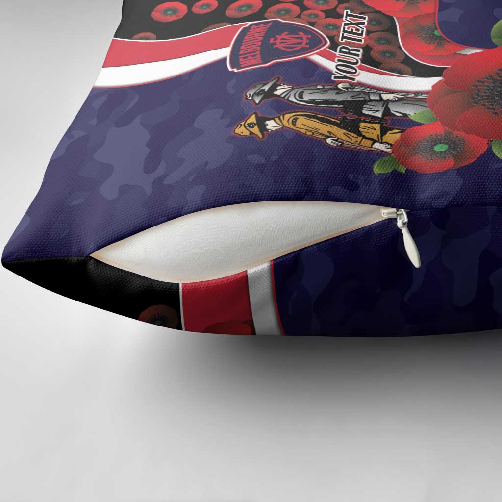 Melbourne Demons ANZAC Personalised Pillow Cover Lest We Forget Poppy Camo