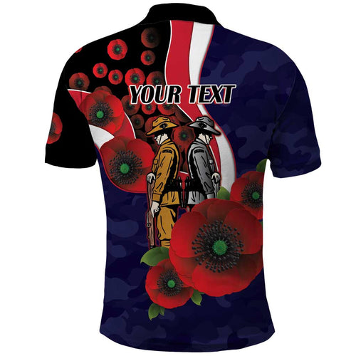 Melbourne Demons ANZAC Personalised Polo Shirt Lest We Forget Poppy Camo