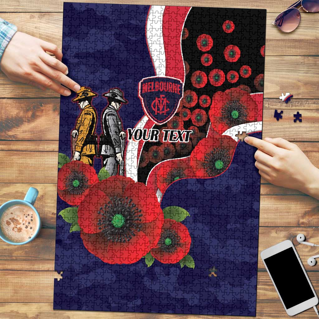 Melbourne Demons ANZAC Personalised Puzzle Lest We Forget Poppy Camo