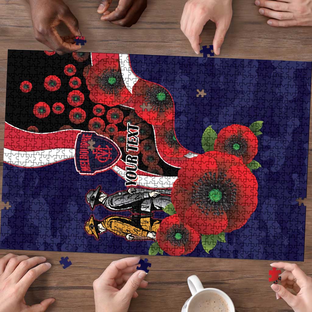 Melbourne Demons ANZAC Personalised Puzzle Lest We Forget Poppy Camo