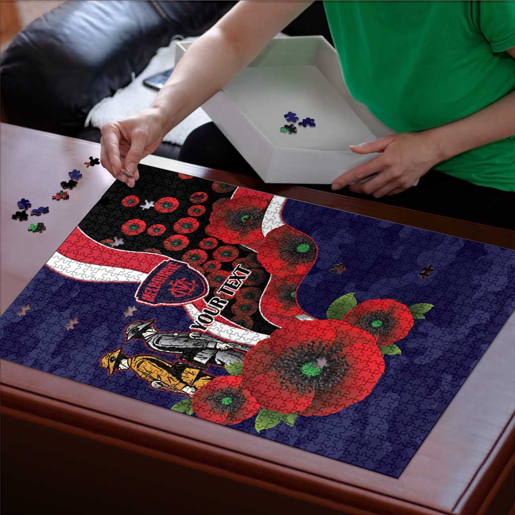 Melbourne Demons ANZAC Personalised Puzzle Lest We Forget Poppy Camo