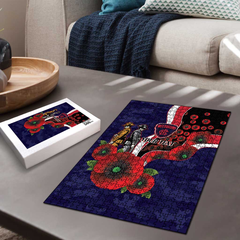 Melbourne Demons ANZAC Personalised Puzzle Lest We Forget Poppy Camo