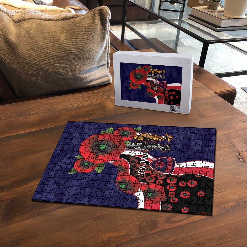 Melbourne Demons ANZAC Personalised Puzzle Lest We Forget Poppy Camo