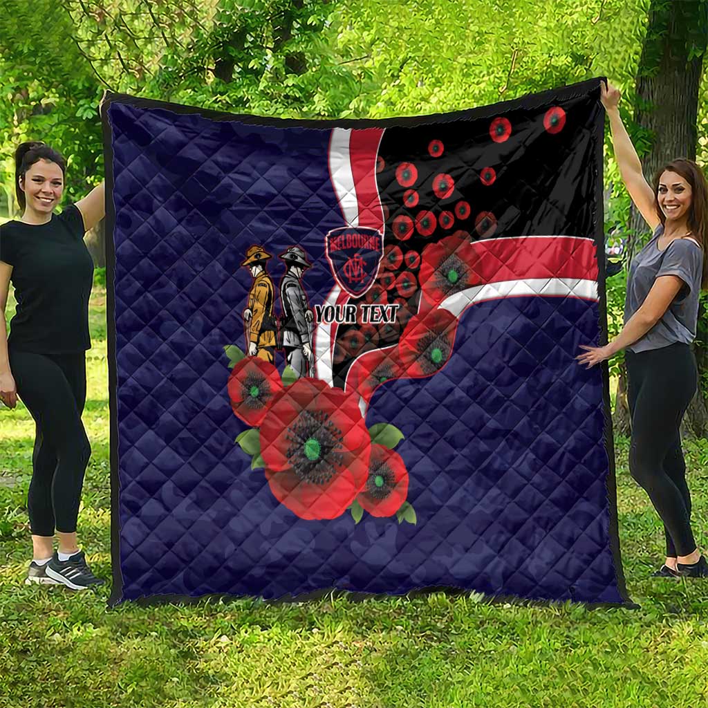 Melbourne Demons ANZAC Personalised Quilt Lest We Forget Poppy Camo
