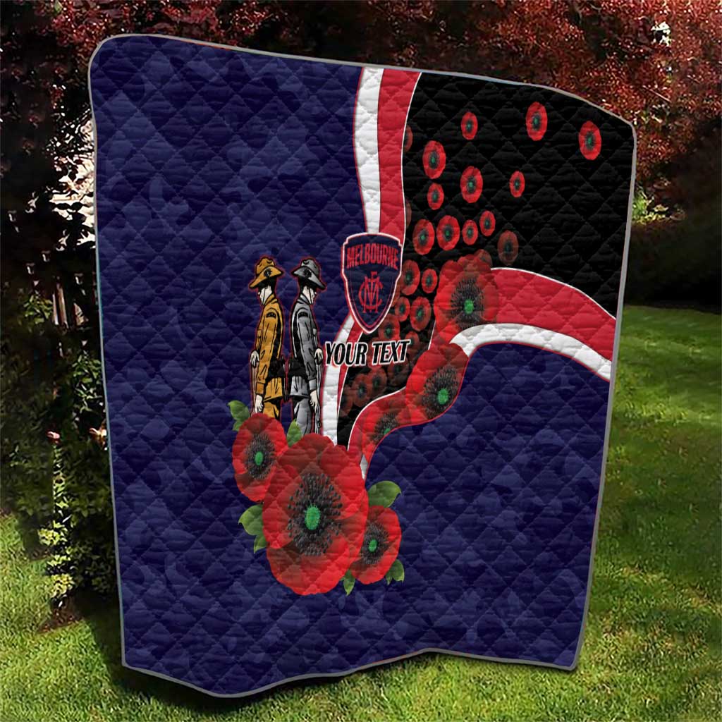 Melbourne Demons ANZAC Personalised Quilt Lest We Forget Poppy Camo