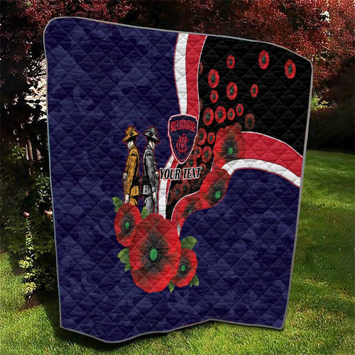 Melbourne Demons ANZAC Personalised Quilt Lest We Forget Poppy Camo