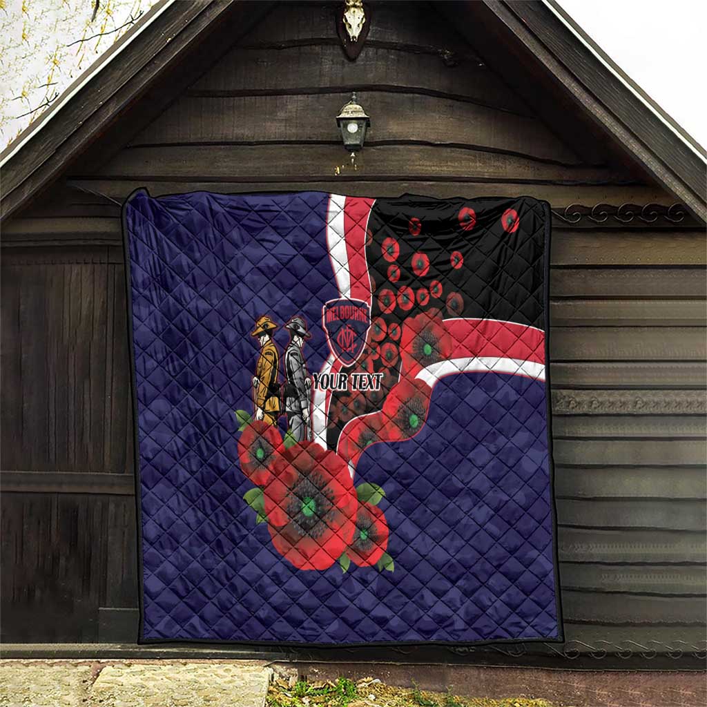 Melbourne Demons ANZAC Personalised Quilt Lest We Forget Poppy Camo