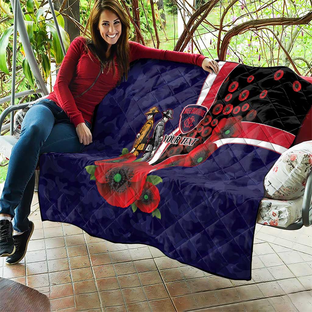 Melbourne Demons ANZAC Personalised Quilt Lest We Forget Poppy Camo