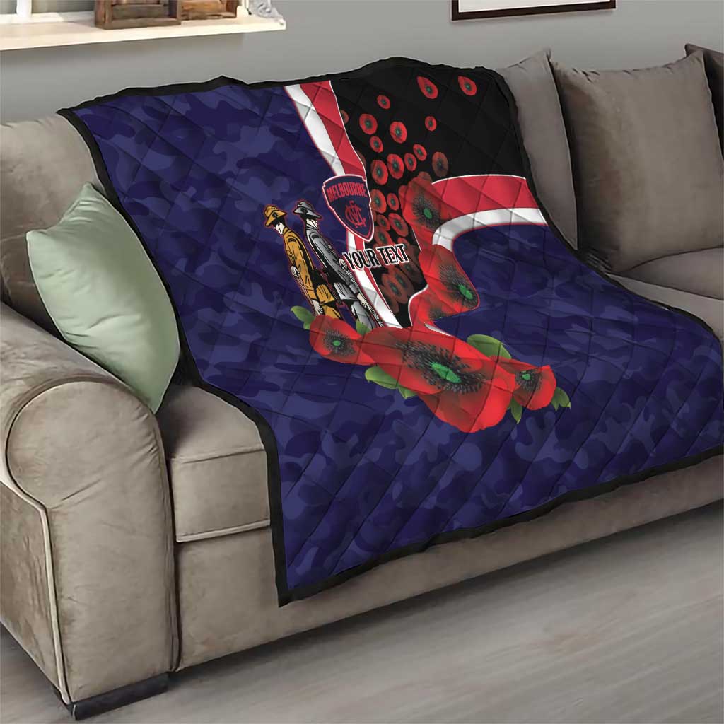Melbourne Demons ANZAC Personalised Quilt Lest We Forget Poppy Camo