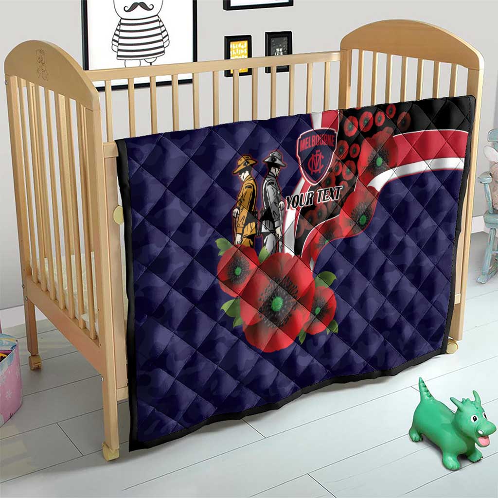 Melbourne Demons ANZAC Personalised Quilt Lest We Forget Poppy Camo