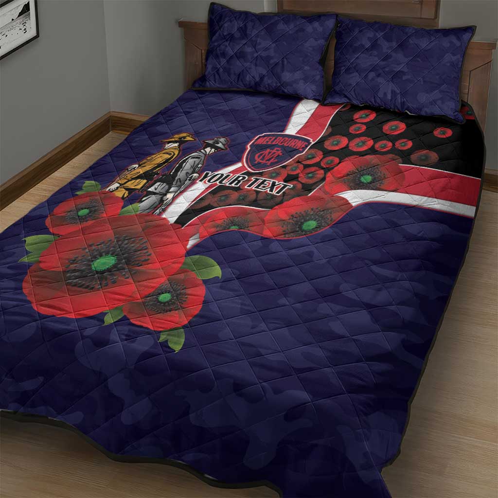 Melbourne Demons ANZAC Personalised Quilt Bed Set Lest We Forget Poppy Camo