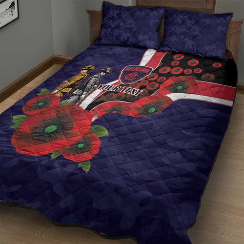 Melbourne Demons ANZAC Personalised Quilt Bed Set Lest We Forget Poppy Camo