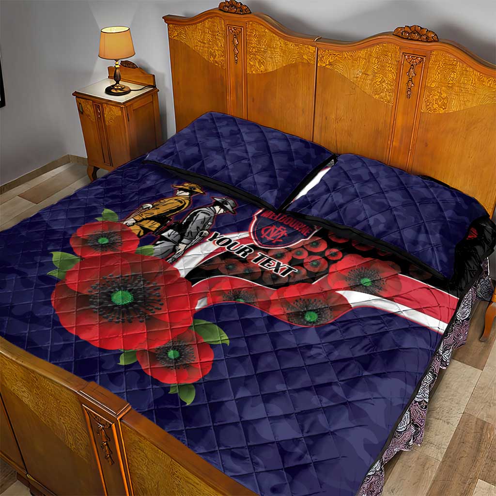 Melbourne Demons ANZAC Personalised Quilt Bed Set Lest We Forget Poppy Camo