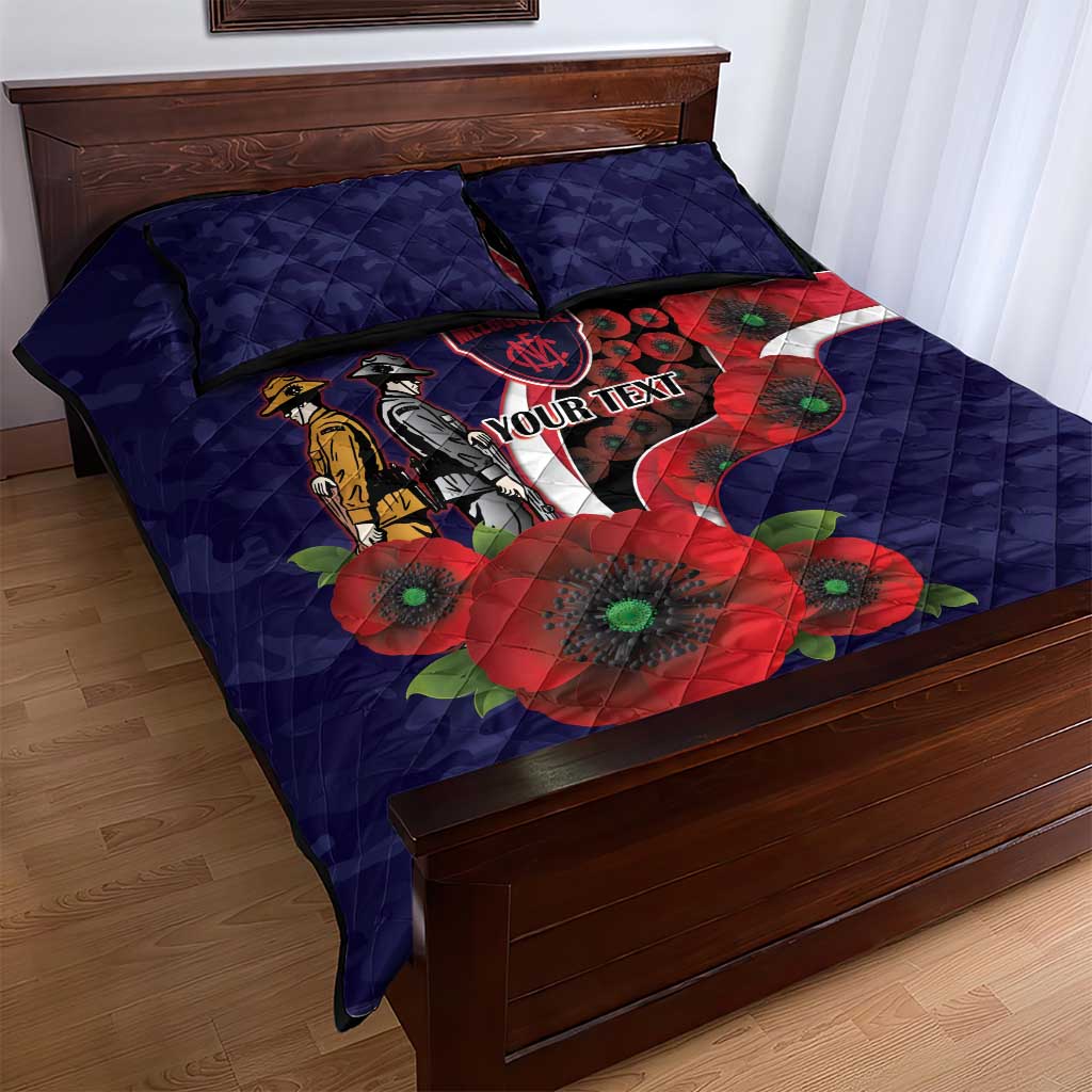 Melbourne Demons ANZAC Personalised Quilt Bed Set Lest We Forget Poppy Camo