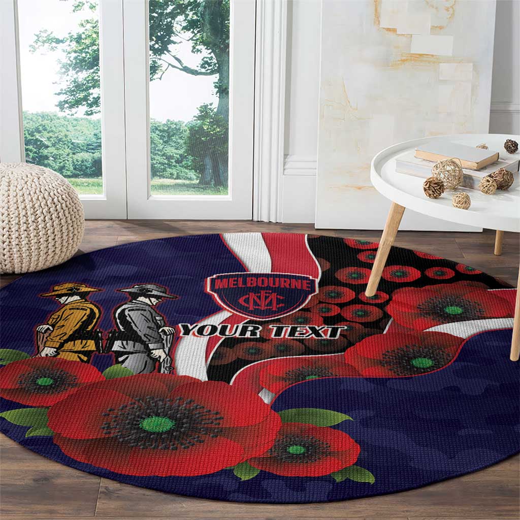 Melbourne Demons ANZAC Personalised Round Carpet Lest We Forget Poppy Camo