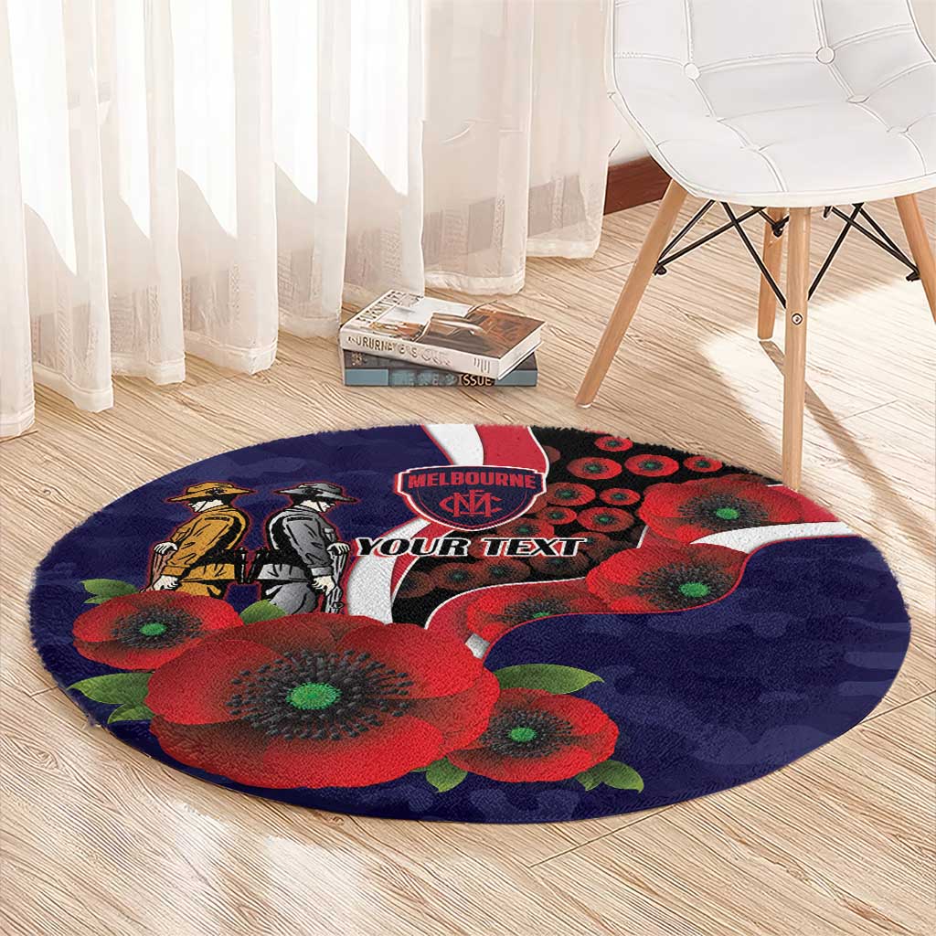 Melbourne Demons ANZAC Personalised Round Carpet Lest We Forget Poppy Camo