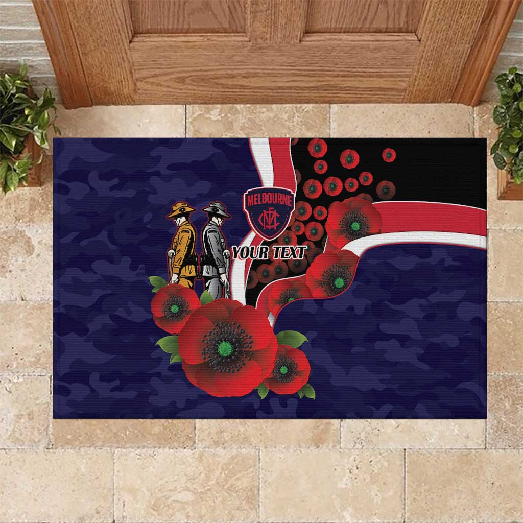 Melbourne Demons ANZAC Personalised Rubber Doormat Lest We Forget Poppy Camo