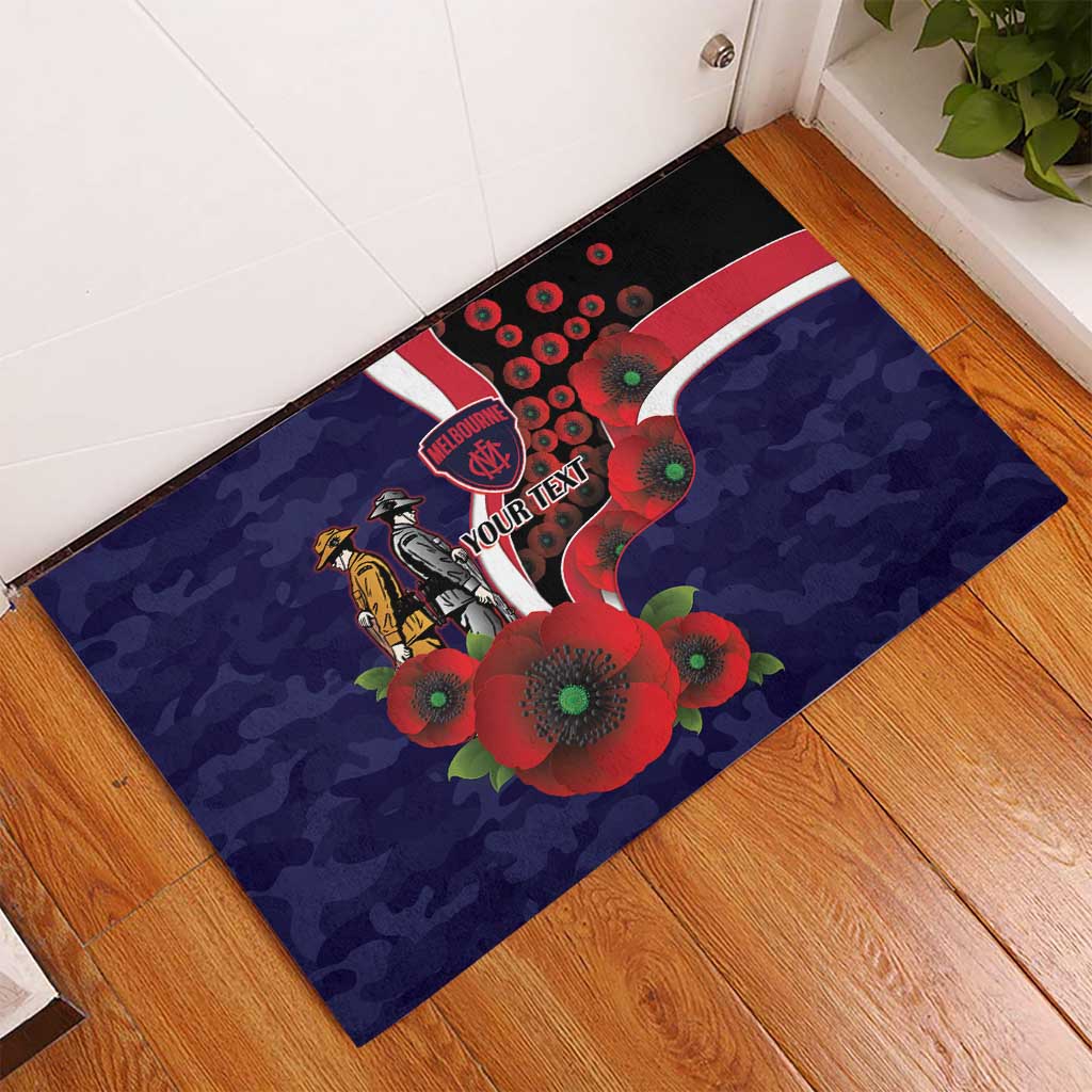 Melbourne Demons ANZAC Personalised Rubber Doormat Lest We Forget Poppy Camo