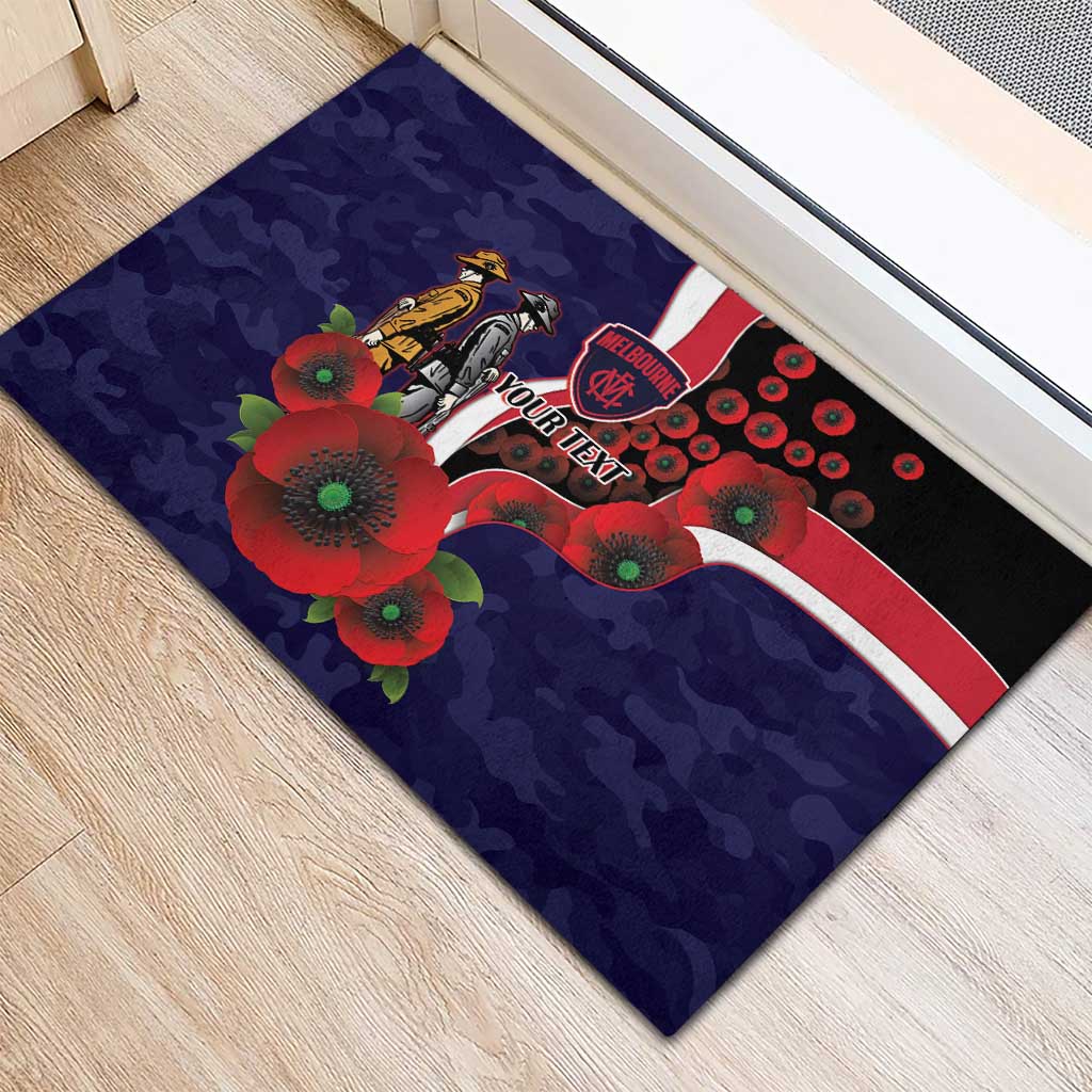 Melbourne Demons ANZAC Personalised Rubber Doormat Lest We Forget Poppy Camo