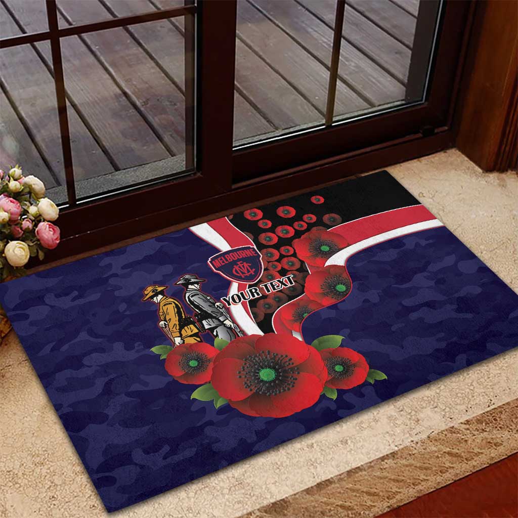 Melbourne Demons ANZAC Personalised Rubber Doormat Lest We Forget Poppy Camo