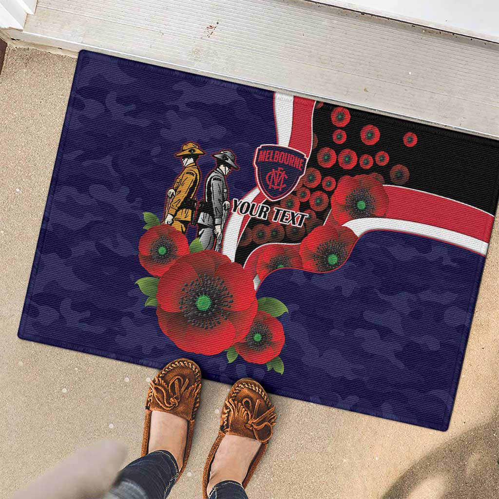 Melbourne Demons ANZAC Personalised Rubber Doormat Lest We Forget Poppy Camo