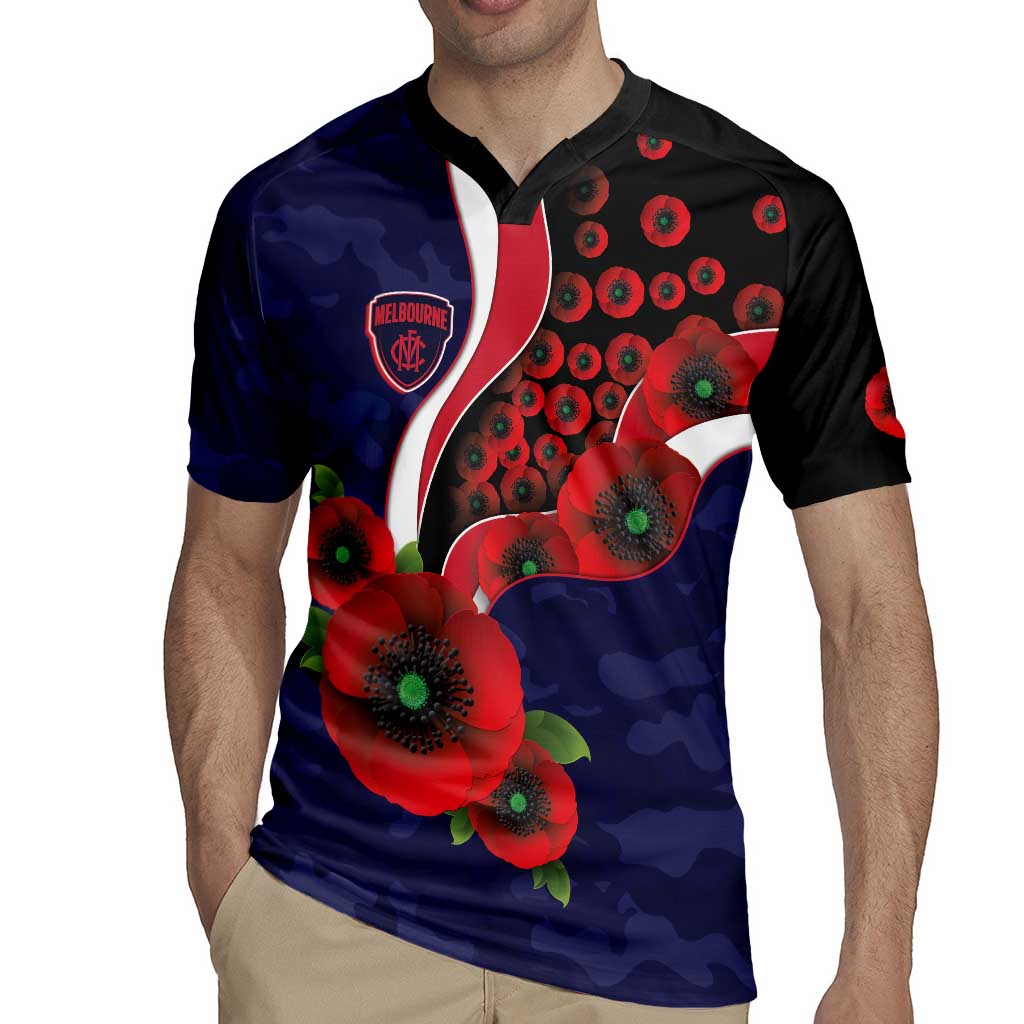 Melbourne Demons ANZAC Personalised Rugby Jersey Lest We Forget Poppy Camo