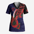 Melbourne Demons ANZAC Personalised Scrub Top Lest We Forget Poppy Camo