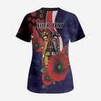 Melbourne Demons ANZAC Personalised Scrub Top Lest We Forget Poppy Camo
