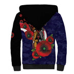 Melbourne Demons ANZAC Personalised Sherpa Hoodie Lest We Forget Poppy Camo