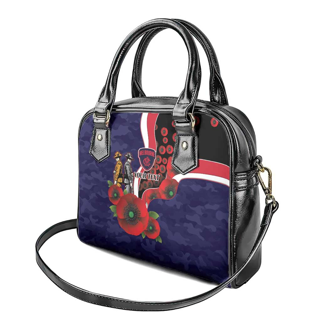 Melbourne Demons ANZAC Personalised Shoulder Handbag Lest We Forget Poppy Camo